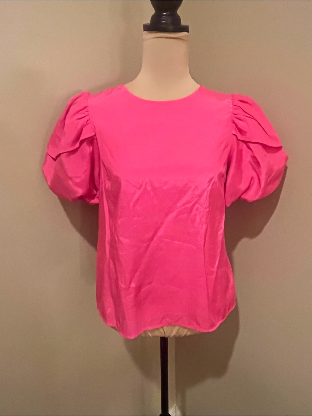 TCEC Hot Pink Puff Sleeve Blouse, size Small